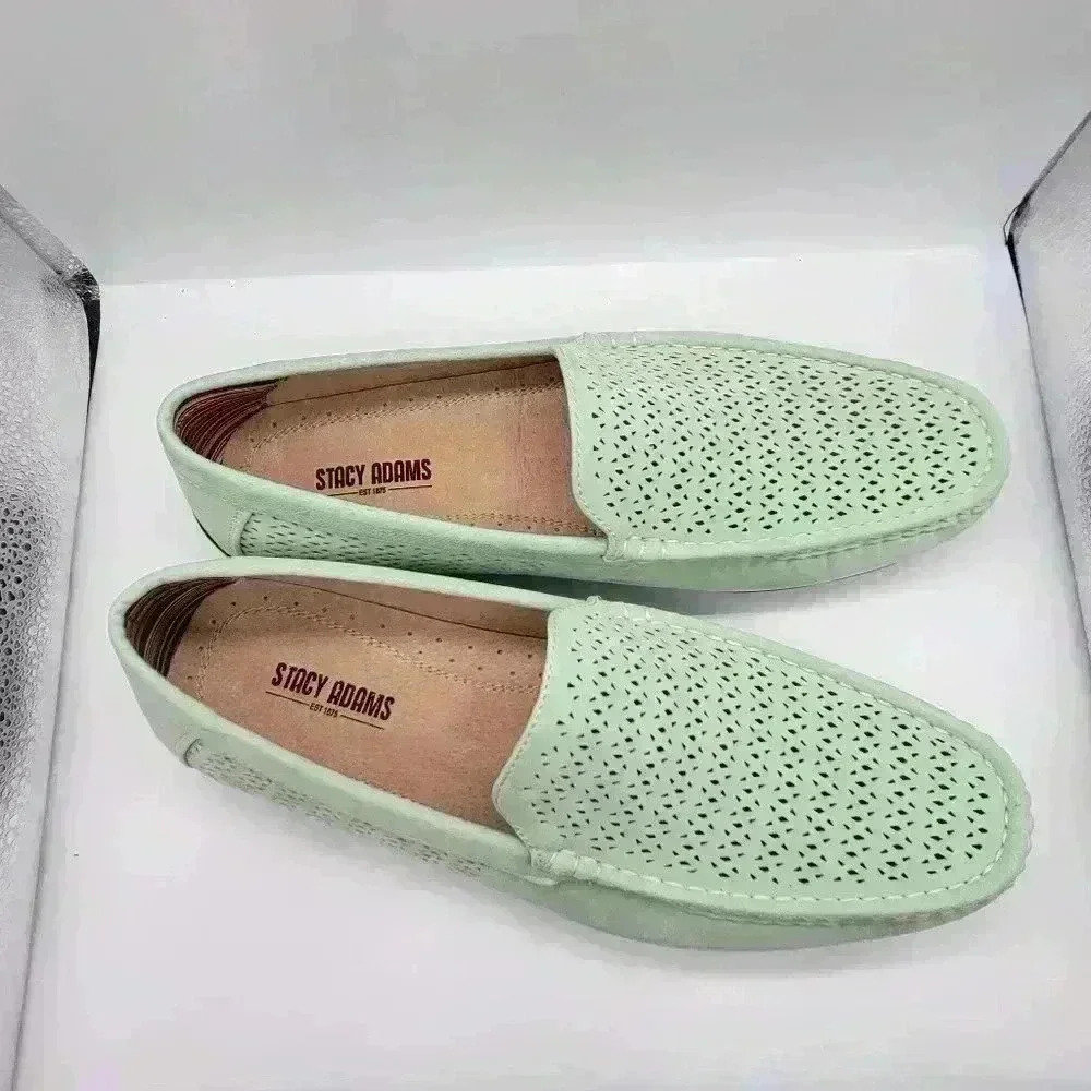 New not Box Stacy Addams Loafers Perforated Shoes Mens Suede Slip-on  9M - Picture 10 of 10